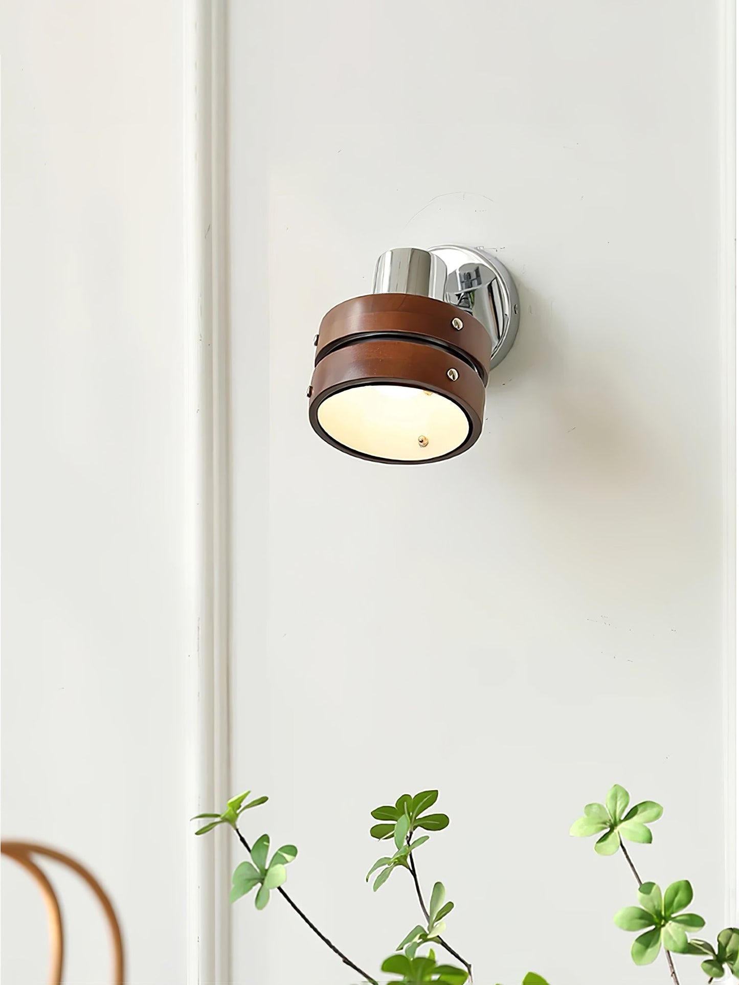 Karry Wall Lamp | Chrome & Walnut Wood | Japanese Design
