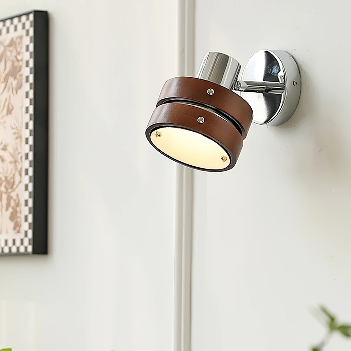 Karry Wall Lamp | Chrome & Walnut Wood | Japanese Design