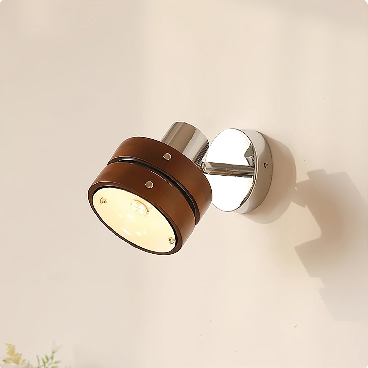Karry Wall Lamp | Chrome & Walnut Wood | Japanese Design