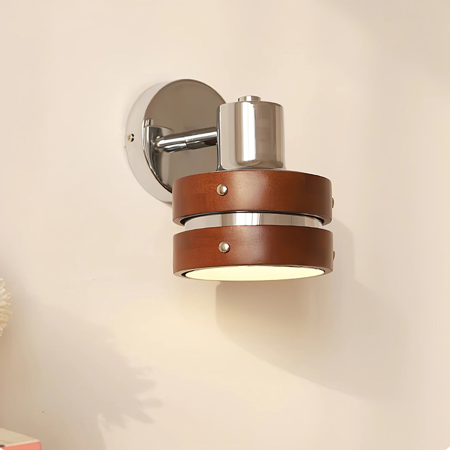 Karry Wall Lamp | Chrome & Walnut Wood | Japanese Design