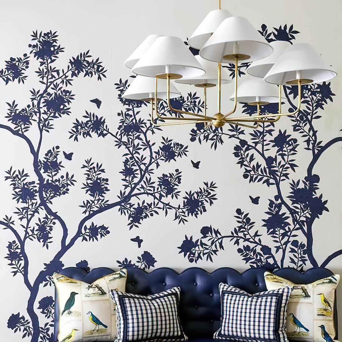 Kelley Chandelier | Brass & Fabric | 9-Light
