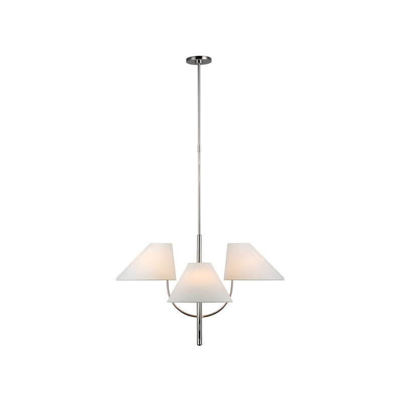 Kenney Chandelier | Brass & Fabric | 4-Light, White Shade