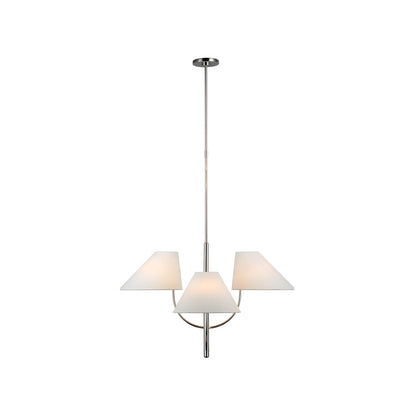 Kenney Chandelier | Brass & Fabric | 4-Light, White Shade