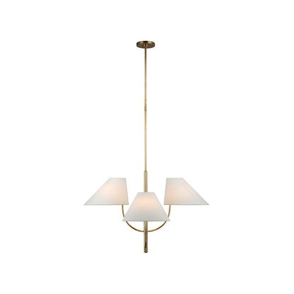 Kenney Chandelier | Brass & Fabric | 4-Light, White Shade