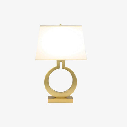 Keyhole Ring Table Lamp | Gold Metal & Fabric | White Shade