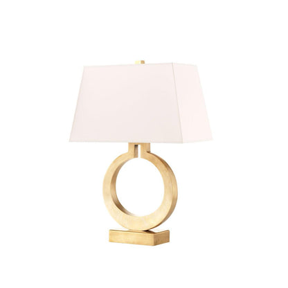 Keyhole Ring Table Lamp | Gold Metal & Fabric | White Shade