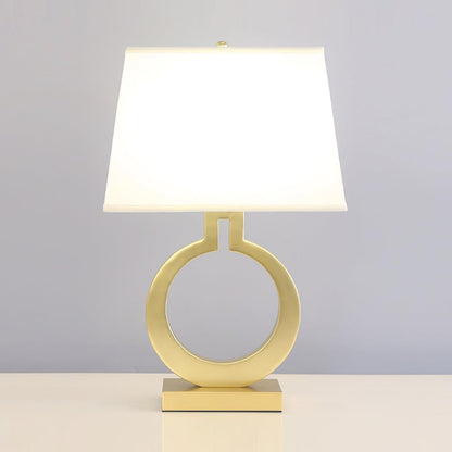 Keyhole Ring Table Lamp | Gold Metal & Fabric | White Shade