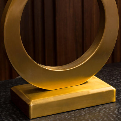 Keyhole Ring Table Lamp | Gold Metal & Fabric | White Shade