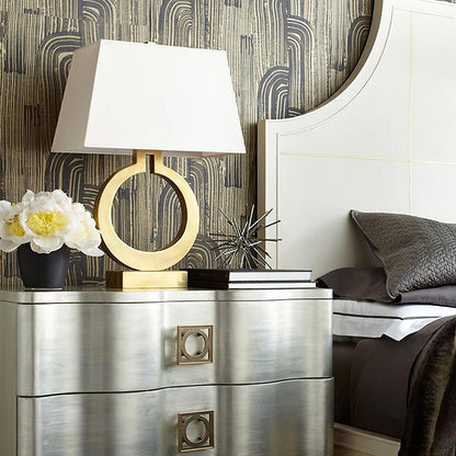 Keyhole Ring Table Lamp | Gold Metal & Fabric | White Shade