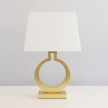 Keyhole Ring Table Lamp | Gold Metal & Fabric | White Shade