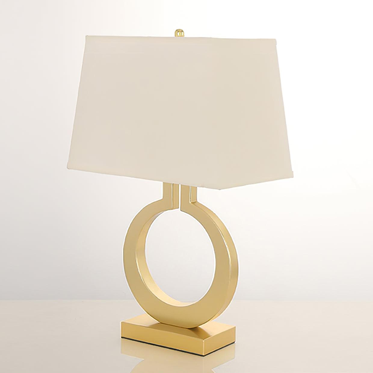 Keyhole Ring Table Lamp | Gold Metal & Fabric | White Shade