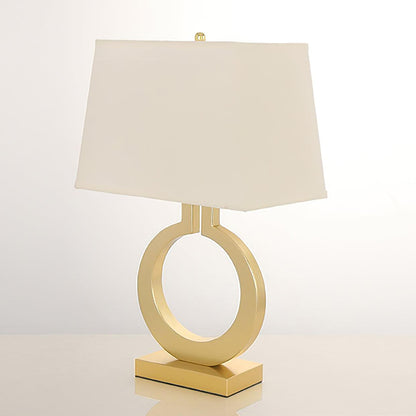 Keyhole Ring Table Lamp | Gold Metal & Fabric | White Shade