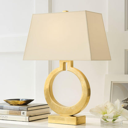 Keyhole Ring Table Lamp | Gold Metal & Fabric | White Shade