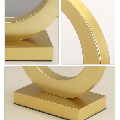 Keyhole Ring Table Lamp | Gold Metal & Fabric | White Shade