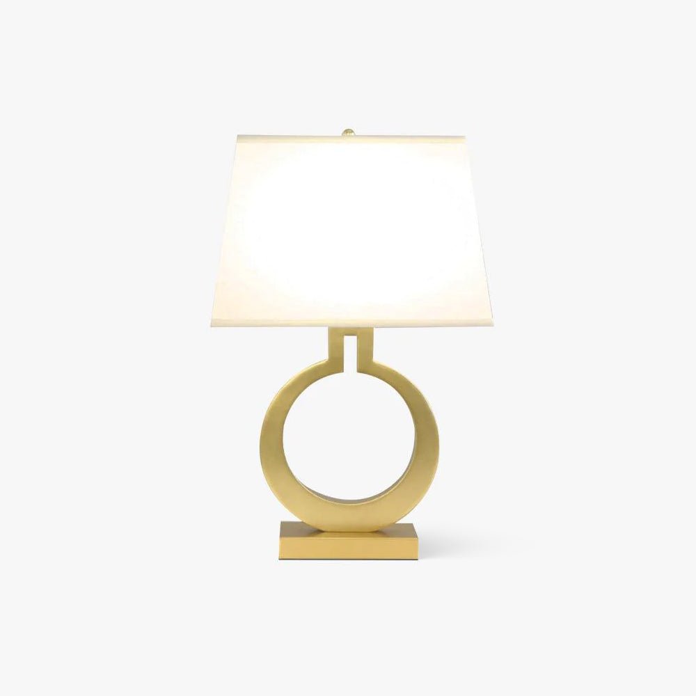 Keyhole Ring Table Lamp | Gold Metal & Fabric | White Shade