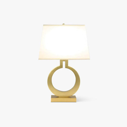 Keyhole Ring Table Lamp | Gold Metal & Fabric | White Shade
