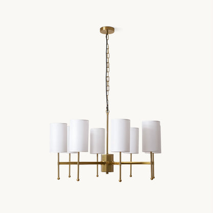 Kichler Chandelier | Brass Frame | White Fabric Shade | 5, 6, or 8 Lights