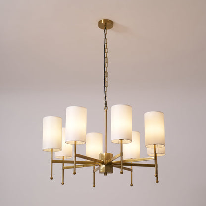Kichler Chandelier | Brass Frame | White Fabric Shade | 5, 6, or 8 Lights