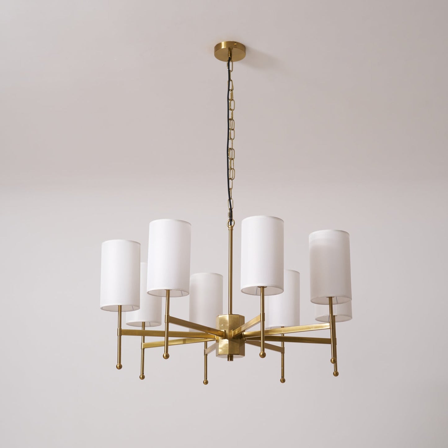 Kichler Chandelier | Brass Frame | White Fabric Shade | 5, 6, or 8 Lights