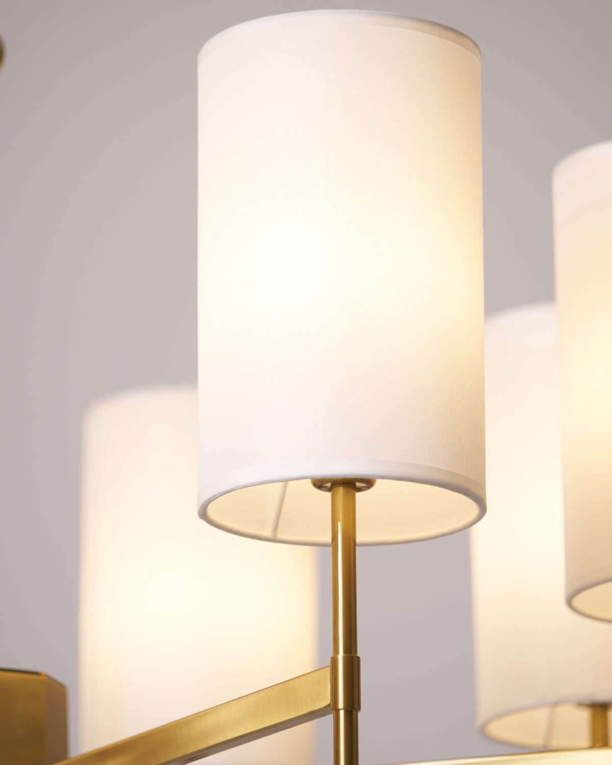 Kichler Chandelier | Brass Frame | White Fabric Shade | 5, 6, or 8 Lights
