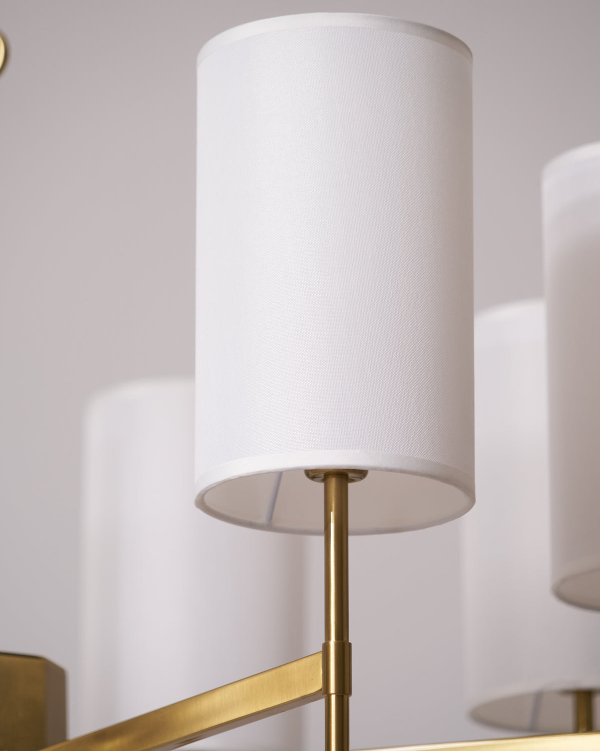 Kichler Chandelier | Brass Frame | White Fabric Shade | 5, 6, or 8 Lights