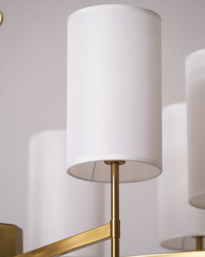 Kichler Chandelier | Brass Frame | White Fabric Shade | 5, 6, or 8 Lights