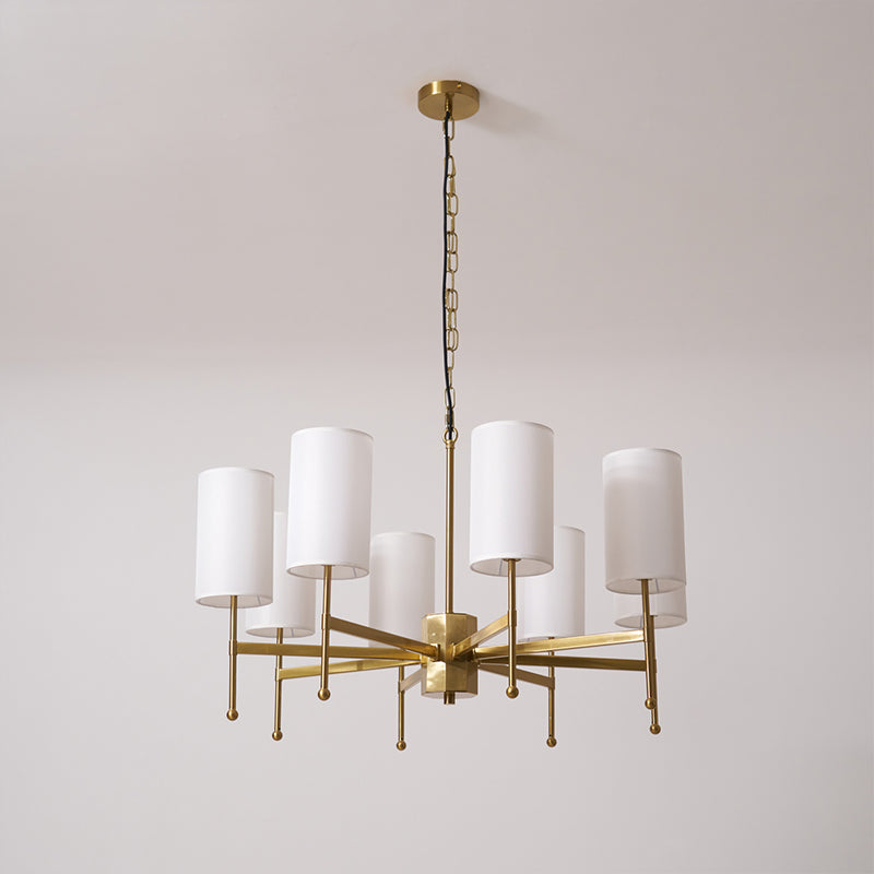 Kichler Chandelier | Brass Frame | White Fabric Shade | 5, 6, or 8 Lights