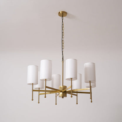 Kichler Chandelier | Brass Frame | White Fabric Shade | 5, 6, or 8 Lights