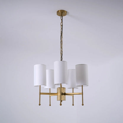 Kichler Chandelier | Brass Frame | White Fabric Shade | 5, 6, or 8 Lights
