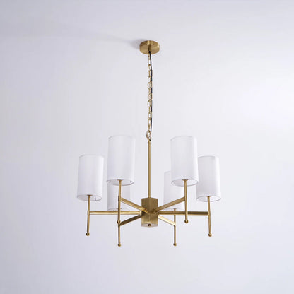 Kichler Chandelier | Brass Frame | White Fabric Shade | 5, 6, or 8 Lights