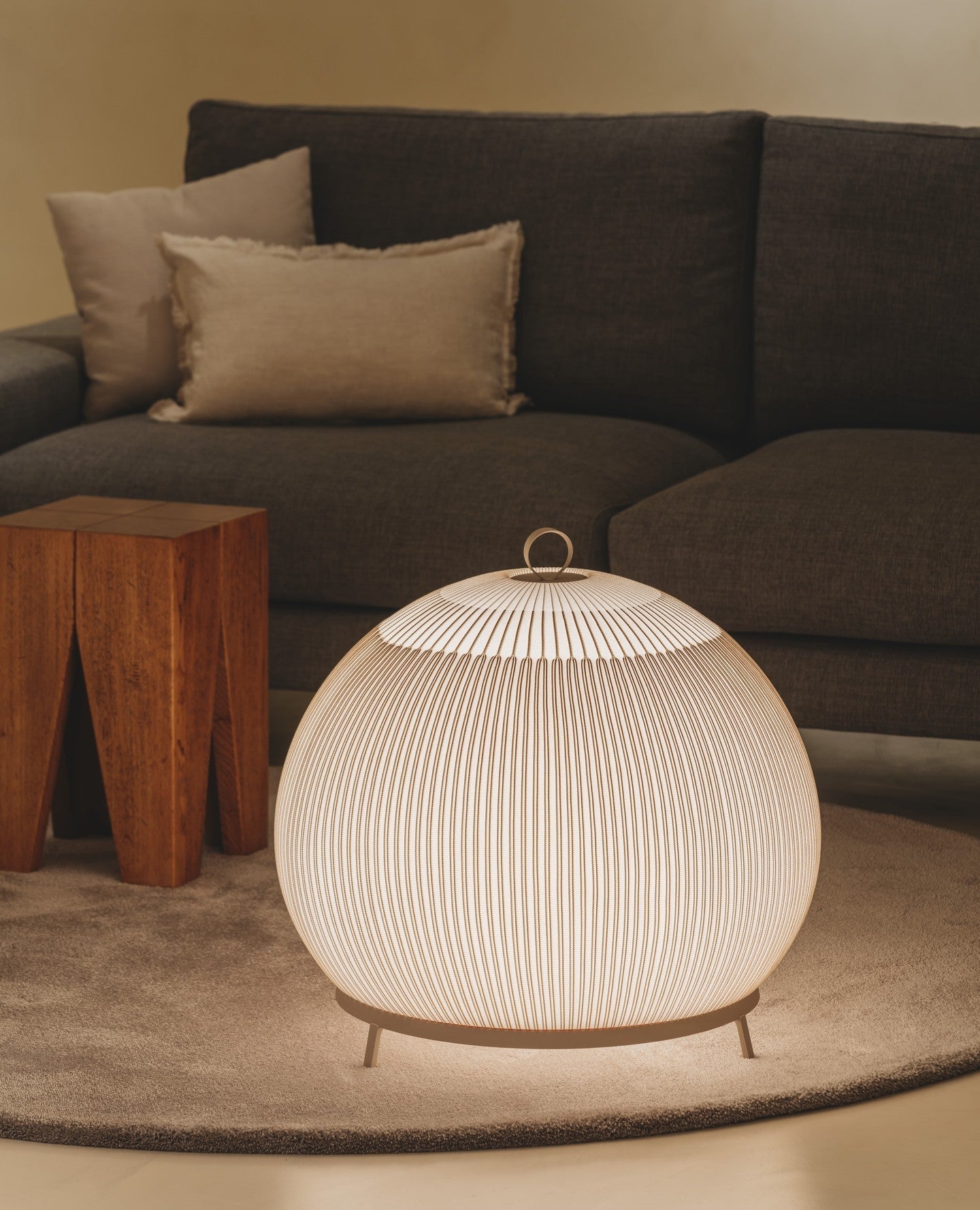 Lantern Knit Table Lamp | Fabric | White