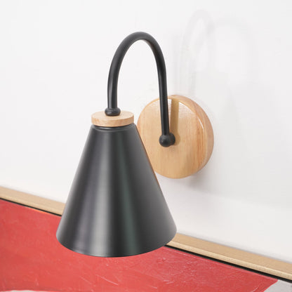 Kona Nordic Wall Lamp | Iron Shade | Wooden & Black