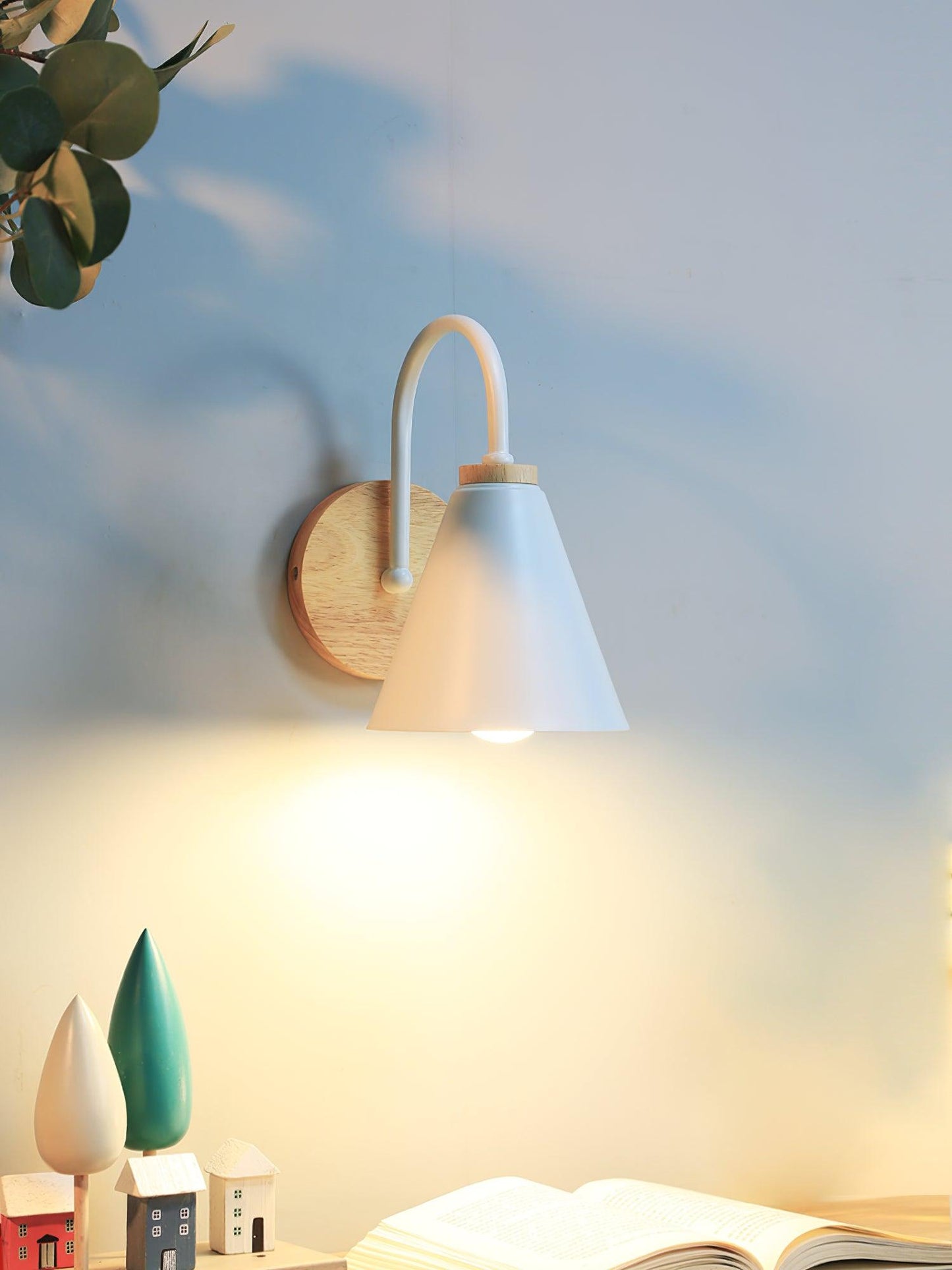 Kona Nordic Wall Lamp | Iron Shade | Wooden & Black