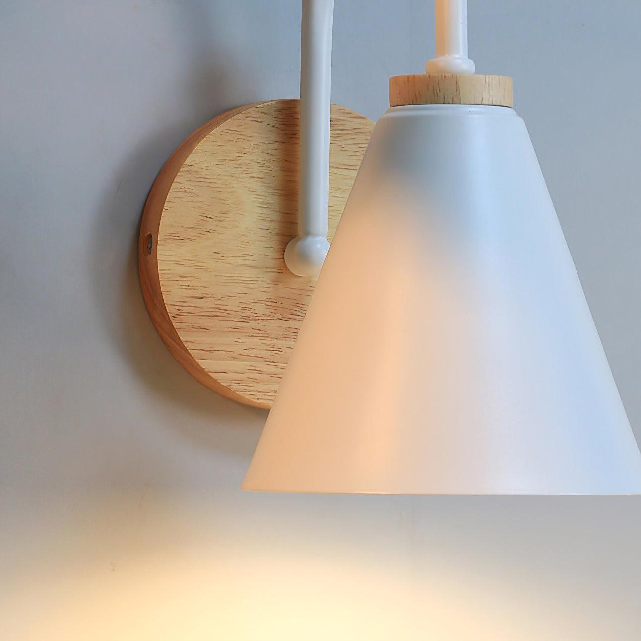 Kona Nordic Wall Lamp | Iron Shade | Wooden & Black