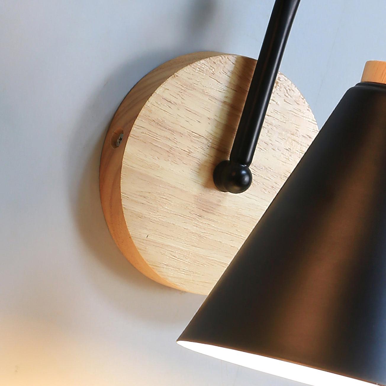 Kona Nordic Wall Lamp | Iron Shade | Wooden & Black
