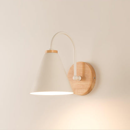 Kona Nordic Wall Lamp | Iron Shade | Wooden & Black