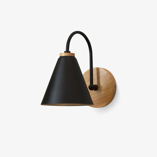 Kona Nordic Wall Lamp | Iron Shade | Wooden & Black