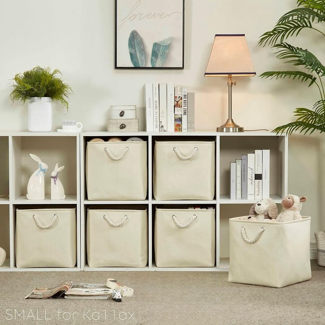 Canvas Storage Boxes | Durable Linen Fabric | Light Beige