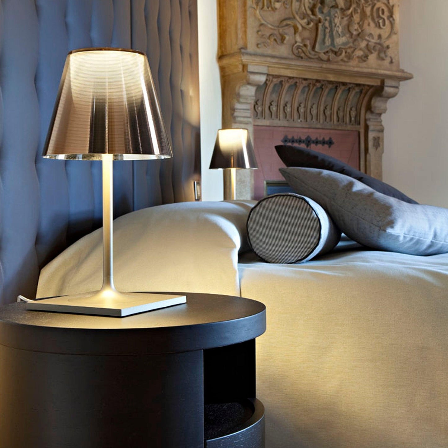 Chrome Prism Table Lamp | Metal, Acrylic, Plastic | Clear, Smoke Grey, Bronze