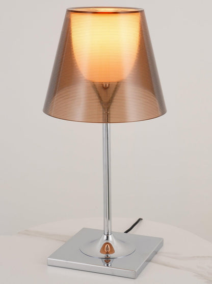 Chrome Prism Table Lamp | Metal, Acrylic, Plastic | Clear, Smoke Grey, Bronze