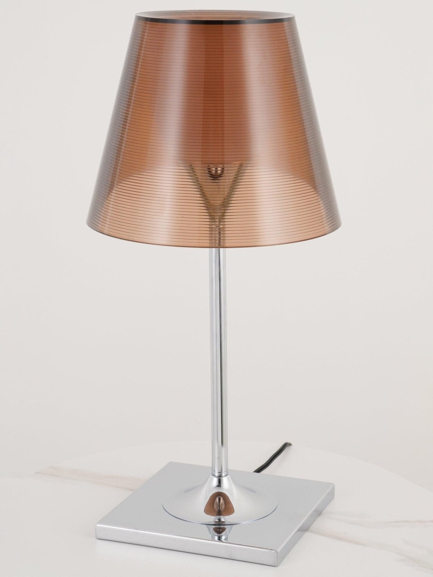 Chrome Prism Table Lamp | Metal, Acrylic, Plastic | Clear, Smoke Grey, Bronze