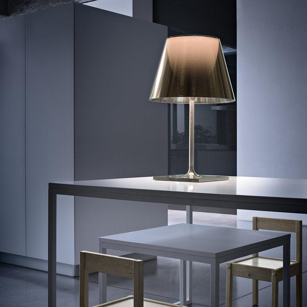 Chrome Prism Table Lamp | Metal, Acrylic, Plastic | Clear, Smoke Grey, Bronze