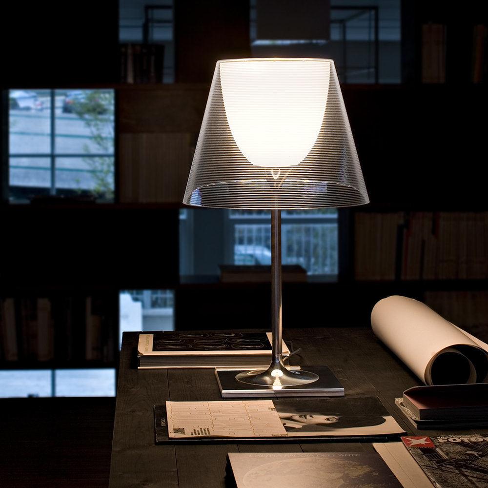 Chrome Prism Table Lamp | Metal, Acrylic, Plastic | Clear, Smoke Grey, Bronze