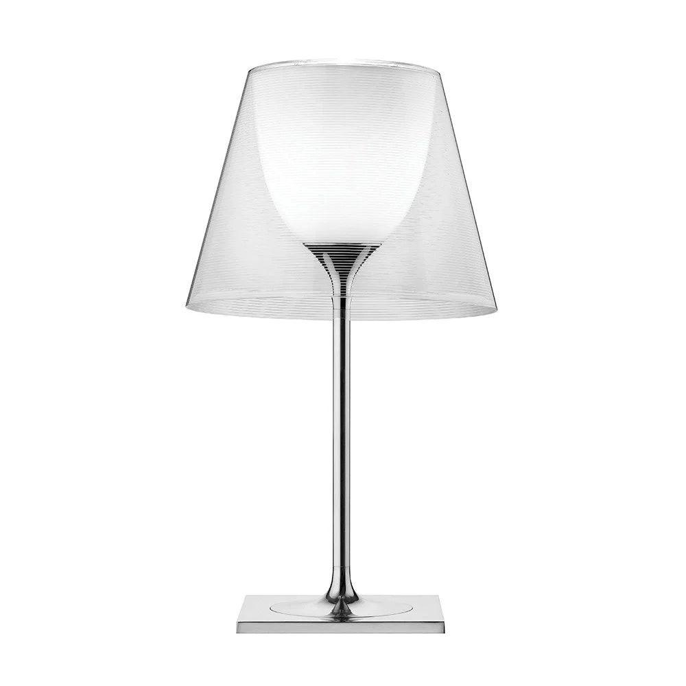 Chrome Prism Table Lamp | Metal, Acrylic, Plastic | Clear, Smoke Grey, Bronze