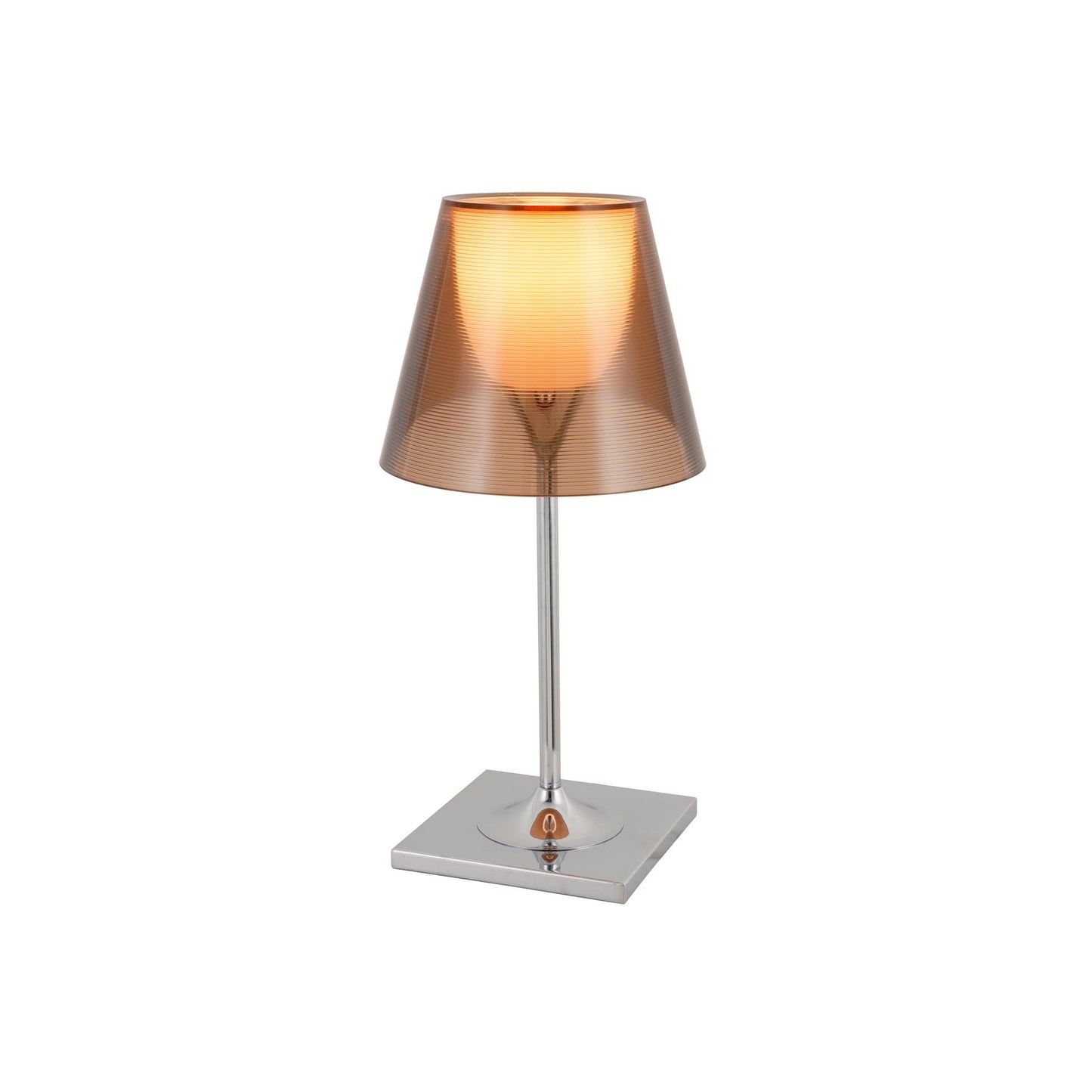 Chrome Prism Table Lamp | Metal, Acrylic, Plastic | Clear, Smoke Grey, Bronze
