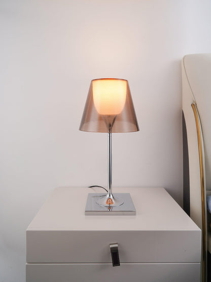 Chrome Prism Table Lamp | Metal, Acrylic, Plastic | Clear, Smoke Grey, Bronze