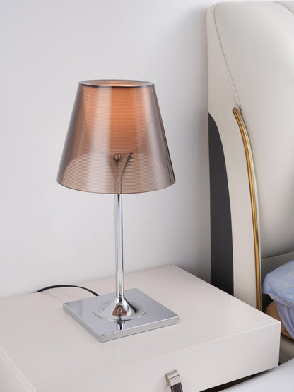 Chrome Prism Table Lamp | Metal, Acrylic, Plastic | Clear, Smoke Grey, Bronze