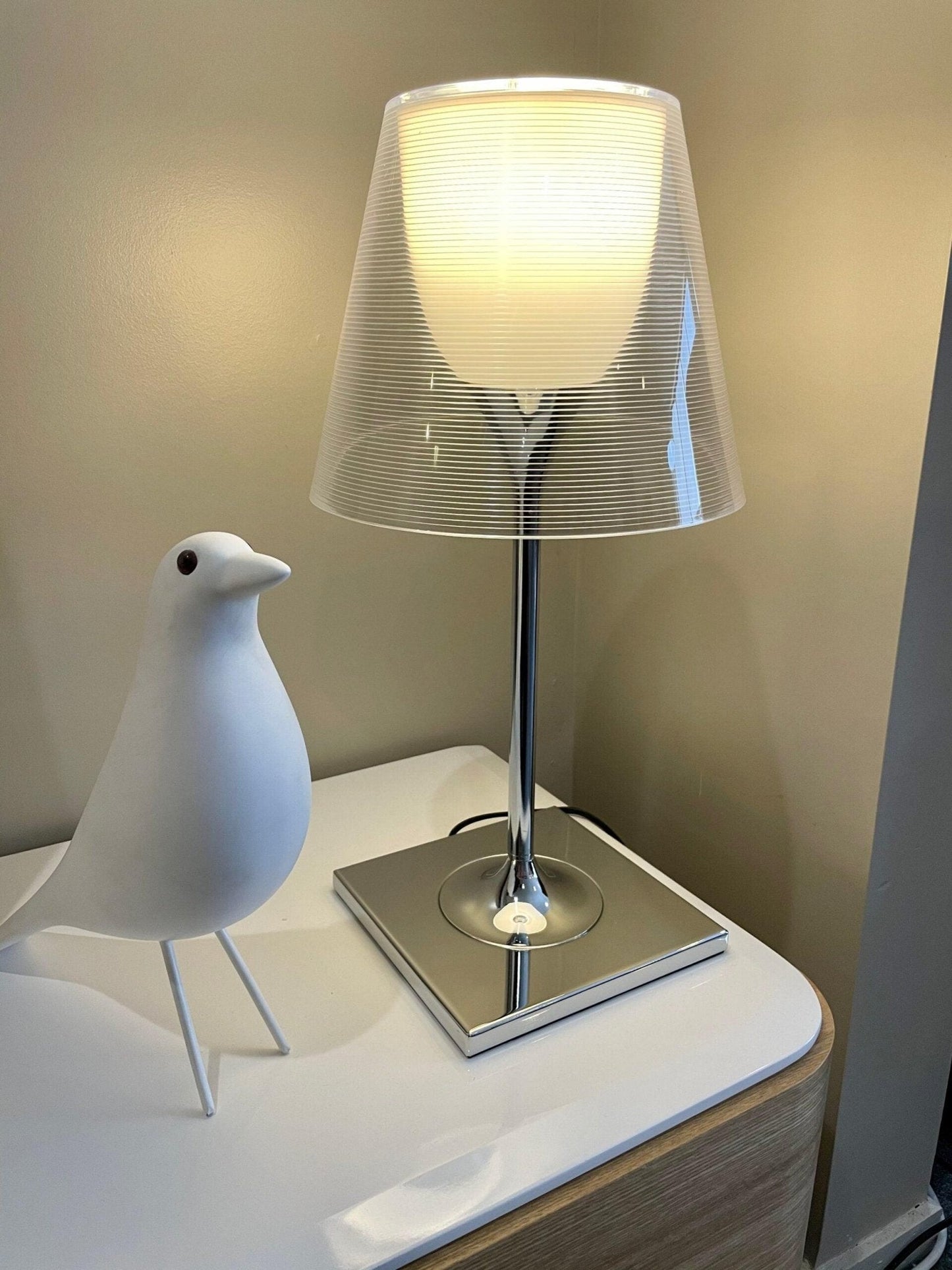 Chrome Prism Table Lamp | Metal, Acrylic, Plastic | Clear, Smoke Grey, Bronze