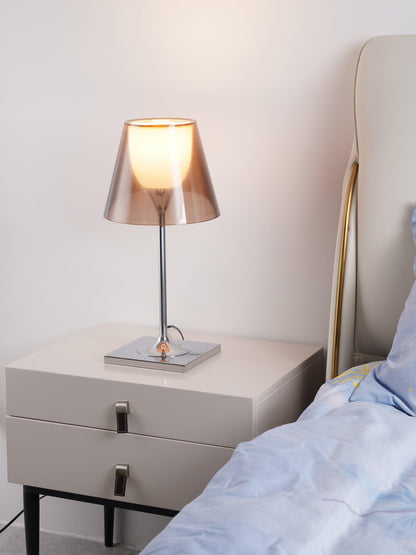 Chrome Prism Table Lamp | Metal, Acrylic, Plastic | Clear, Smoke Grey, Bronze