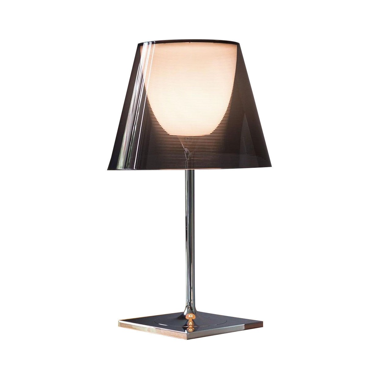 Chrome Prism Table Lamp | Metal, Acrylic, Plastic | Clear, Smoke Grey, Bronze